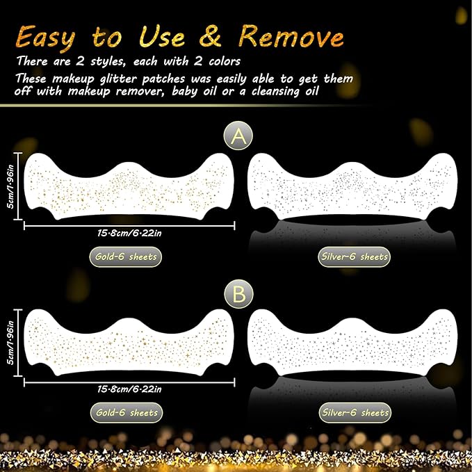 24pcs Gold and Silver Glitter Freckles Face Tattoo, Sparkle Freckles Temporary Face Tattoos, Body Face Glitter Makeup Patches Speckles, Waterproof Long Lasting Makeup Accessories for Women Girls