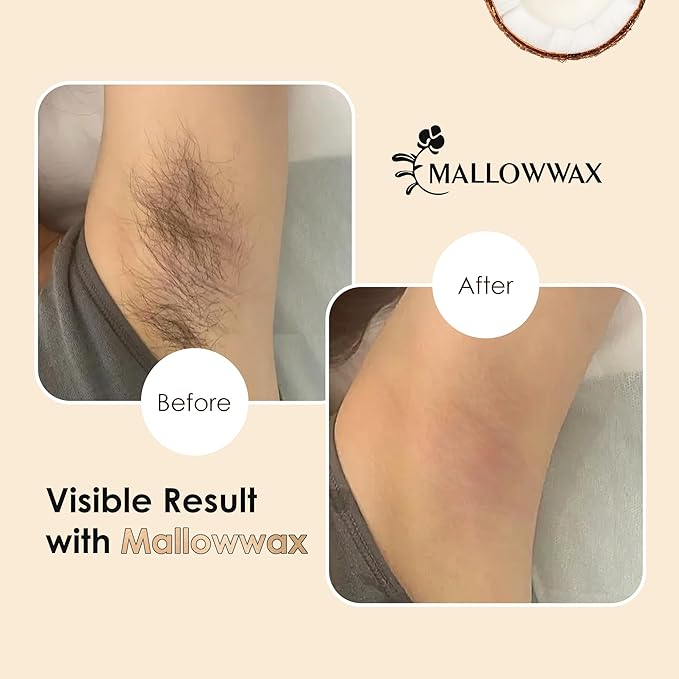 Hard Wax Beads, 2LB Coconut Cream Wax for Sensitive Skin, Gentle Hair Removal for Face, Bikini, Legs & Brazilian, No Strips Needed & Easy to Use at Home