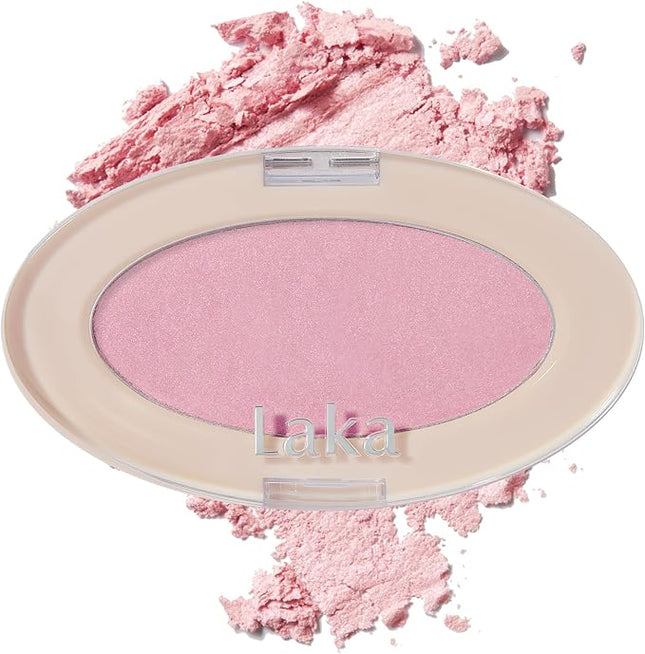 Laka Dream Beam Highlighter, 2.8g/0.09oz, Hydrating Powderwith Hyaluronic Acid & Chamomile for Radiant, Long-Lasting Glow, Glass Skin, K-Beauty (#02 Pink Beam)