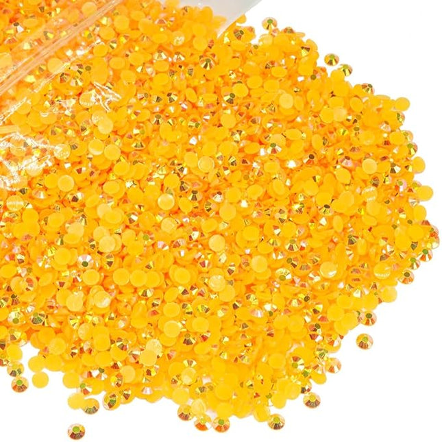 qiipii 9500PCS 4mm Orange Yellow AB Resin Rhinestones for Crafts Dark Yellow Flatback Jelly Stones Bulk SS16 Diamonds Crystals Gems for Nails Face Eyes Makeup Mugs Tumblers Bottles Cups Crafts Shoes