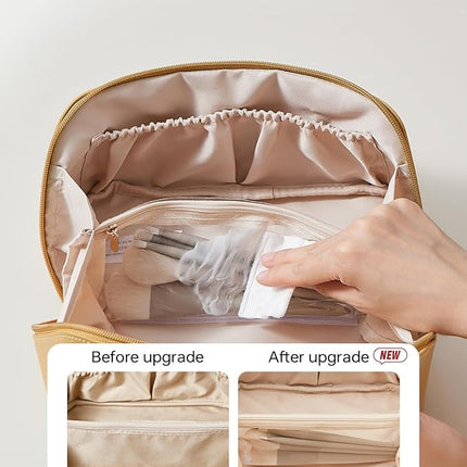 EACHY Travel Makeup Bag,Large Capacity Cosmetic Bags for Women,Waterproof Portable Pouch Open Flat Toiletry Bag Pattern Makeup Bag