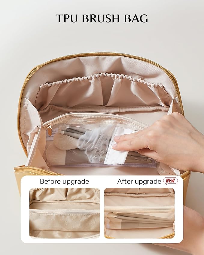 EACHY Travel Makeup Bag,Large Capacity Cosmetic Bags for Women,Waterproof Portable Pouch Open Flat Toiletry Bag Pattern Makeup Bag