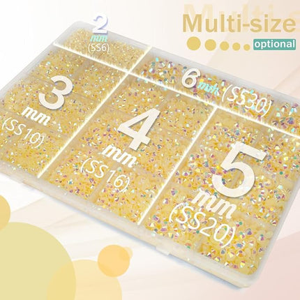 qiipii Light Champagne AB Resin Rhinestones w B7000 Jewelry Glue for Bedazzling Crafting 2mm-6mm Flatback Jelly Stones Diamonds Crystals Gems Charms for Nails Face Eyes Makeup Tumblers Bottles Crafts