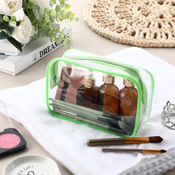 Weewooday 12 Pieces Clear Makeup Bags Cosmetic Storage Bags PVC Zipper Pouches Travel Waterproof Makeup Plastic Case for Women Organizing Toiletries Traveling Bathroom(Medium,Bright Color)