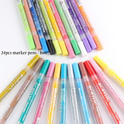 24 Colors Nail Polish Pen Set, Nail Art Pens for Painting, Black White Liner Gel Polish, Dotting French Tips Drawing Liner Brush Pen, Waterproof Acrylic Marker Pen, Nail Art Decoration Kit