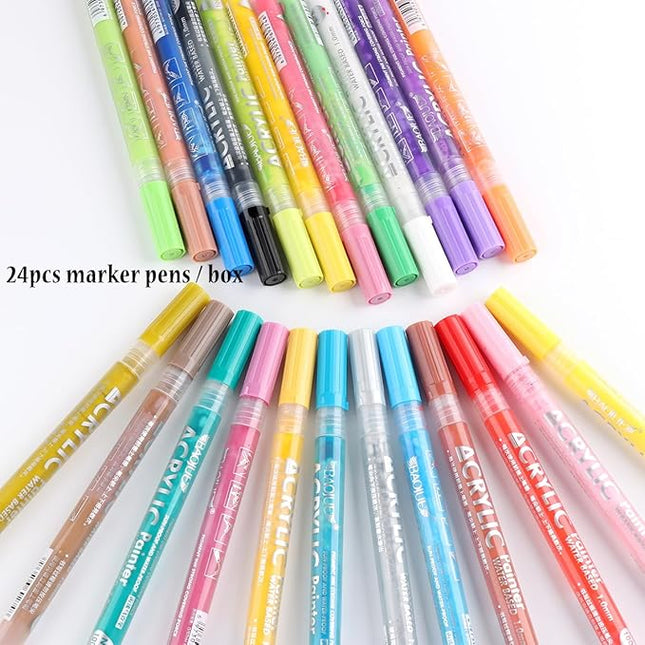 24 Colors Nail Polish Pen Set, Nail Art Pens for Painting, Black White Liner Gel Polish, Dotting French Tips Drawing Liner Brush Pen, Waterproof Acrylic Marker Pen, Nail Art Decoration Kit