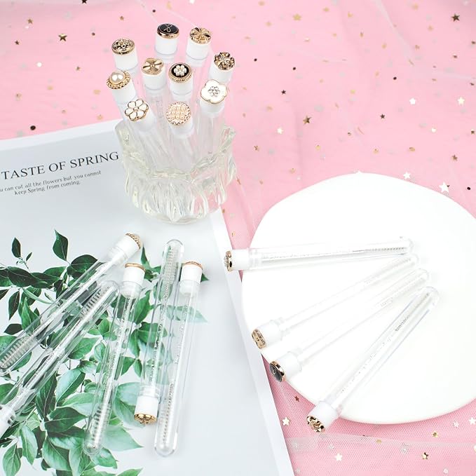 20pcs Mascara Wands Tube Reusable Lash Spoolies Golden Crystal Eyelash Brush Tubes Spoolies Lash Extension Brushes Applicators Makeup Tools (Golden Metal-2-MIX)