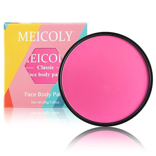 MEICOLY Hot Pink Face Body Paint,30g/1.05oz Water Based Washable Full Body Paint,Single Face Painting for for Adults and Children,SFX Halloween Special Effects,Pink