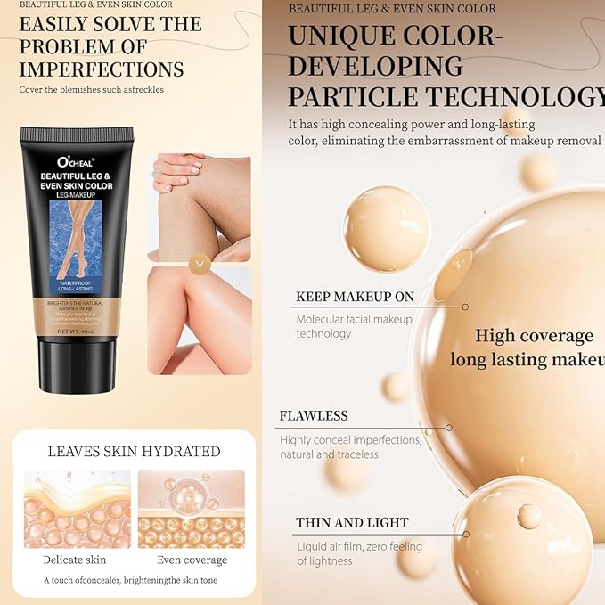 2PCS Leg Makeup Waterproof No Transfer, Leg Vein Cover up Makeup for Varicose Veins, Body Scar for Tattoo Cover Up