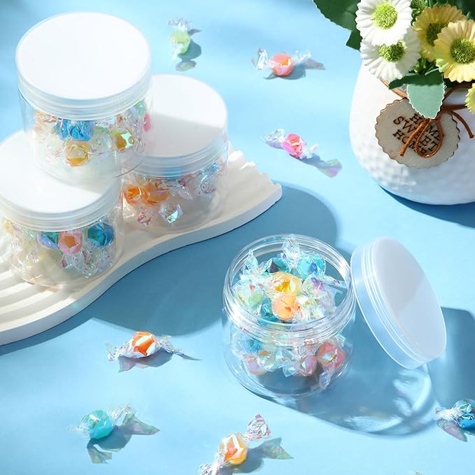 SATINIOR 100 Pcs Plastic Jars with Lids Small Containers Lids Wide Mouth Small Plastic Containers for Lotion Cream Rhinestones Body Butters Travel Storage(6 oz, Clear)
