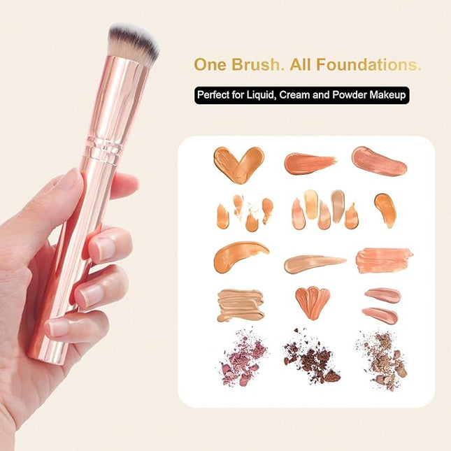 START MAKERS Foundation Concealer Brush, Angled Professional Contour Makeup Brush Soft Dense for Liquid Cream Powder Makeup, Flawless Blending & Coverage, Champagne Gold