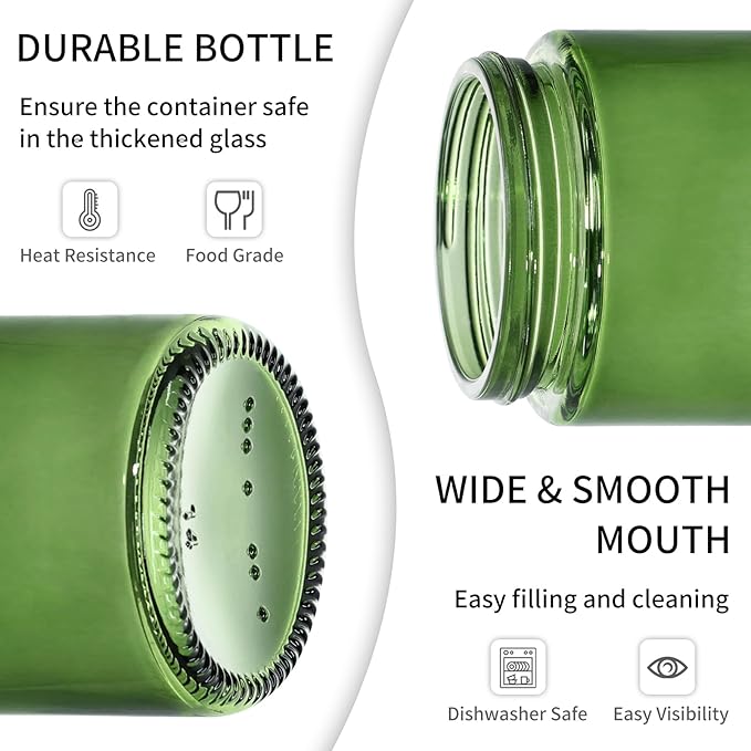 KEYWING 2oz Green Small Glass Jars with Black Lids, 35 Pack Empty Glass Cosmetic Jars with Inner Liners for Lotions, Cream, Powders and Ointments