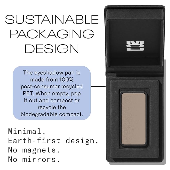MOB Beauty Cream Clay Eyeshadow M112 – Soft Mushroom| Skincare-Infused, Vegan, Cruelty-Free, Blendable Cream-to-Velvet Finish, Buildable Pigment, Clean Eyeshadow in Sustainable, Biodegradable Compact