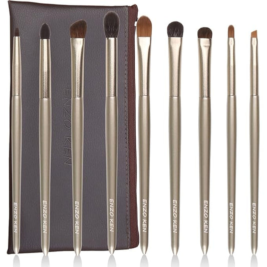 Natural Goat Hair Eye Shadow Brush Set, Pony Hair Eyeshadow Brushes Set, Small Nose Contour Brush, Angled Eyeshadow Brush, Eyeshadow Blending Brush, Eye Makeup Brushes Set Professional - E200