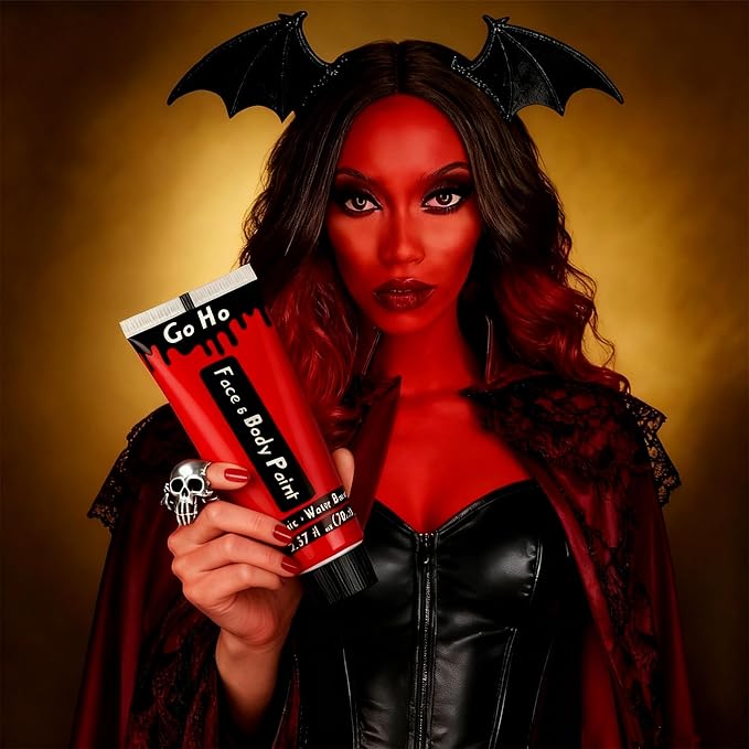 Go Ho Red Face Body Paint Washable(2.37oz/pc),Water Based Cream Face Paint,Devil/Clown Nose Red Body Paint for Halloween SFX Cosplay Costumes Festivals Makeup