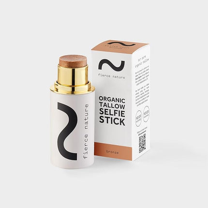 fierce nature Selfie Stick Tallow Balm – 3-in-1 Natural Beauty Stick for Contour, Blush, Lips & Face Moisturizing – Hydrating, Non-Toxic Makeup Balm (Bronze)
