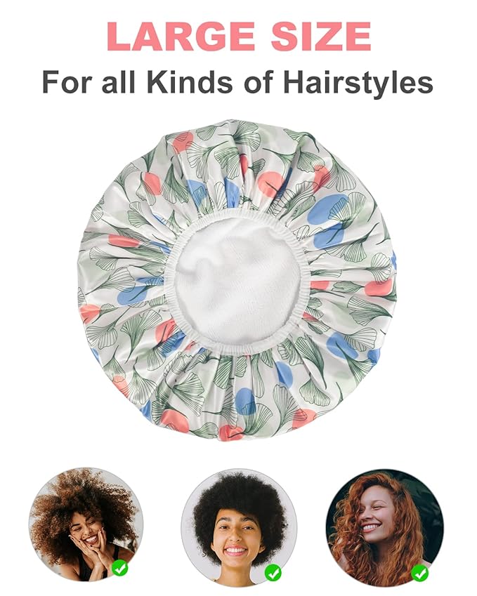 Shower Cap, Terry lined Reusable shower caps, Large Shower Cap for Women, Waterproof Hair cap Triple Layer Shower Caps for Long Thick Hair