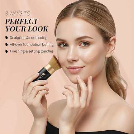 DUcare Retractable Makeup Brush for Foundation Liquid, Cream and Bronzer Kabuki Face Makeup Travel Brushes With Aluminum Handle