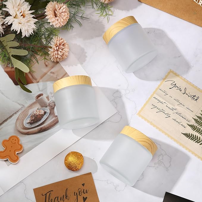 Geiserailie 10 Pieces Glass Cosmetic Containers Empty Sample Jars with Leak Proof Lids Makeup Sample Containers for Lotion Cream Cosmetic (100 Gram)