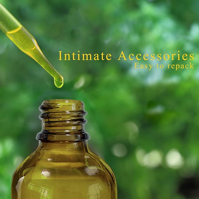 4 pcs Amber Glass Spray Bottles 2oz, Empty Small Spray Bottle Fine Mist Refillable Sprayer with Funnel Labels Droppers,Mini Travel Bottle for Essential Oils,Hair and Cleaning Solutions