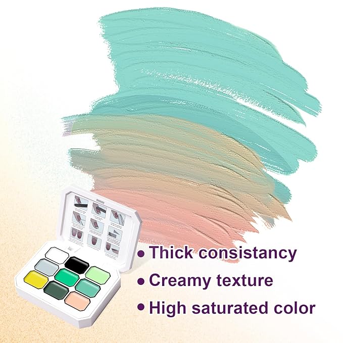 Gradient Painting Gel, 9 Colors Ombre White Black Green Nail Polish for 3D Nail Sculpting Gel Pigment Pat Nails Aura, French Manicure DIY Nail Art Long-lasting No-wipe Palette