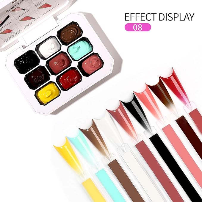 Ombre Gel Nail Polish Nail Sponges for Ombre 9 Series Colorful Blush Effect Gradient Painting Gel for Ombre Nails Multistyle French Manicure Nail Art DIY Home (A13, 1)