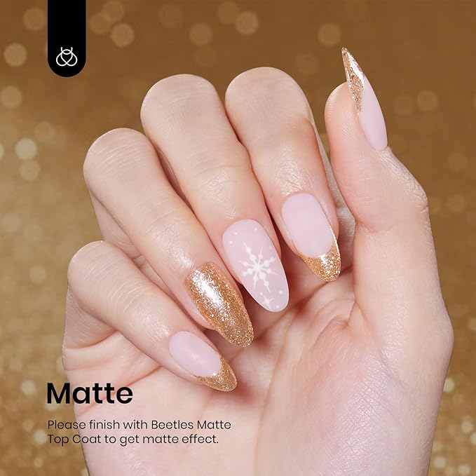 Beetles Gold Glitter Gel Polish, 1pc 9ml Gold Shimmer Sparkly Nail Polish Long-Lasting Soak Off U V LED Shiny Champagne Gel Nails Salon-quality Gift for Women Girls
