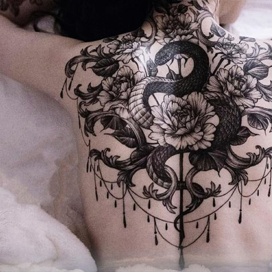 Large Temporary Tattoos Women Temporary Neck Tattoos Temporary Realistic Flower Chest Tattoo for Adults (Temporary Tattoos Sticker 25)