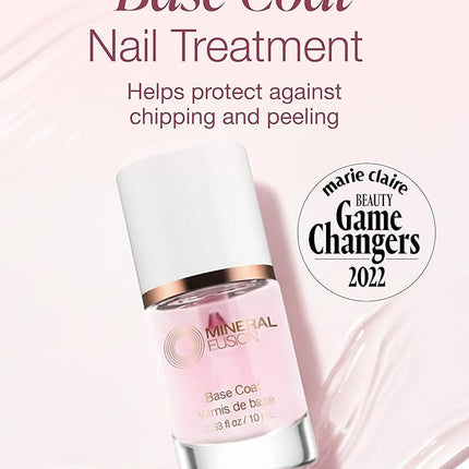 Mineral Fusion Base Coat Nail Treatment - Extend the Length of Manicures - Protect Against Chipping, Peeling Nail Polish - Long Lasting, Nail Strengthener - Vegan, No Harsh Ingredients - 0.33 Fl Oz