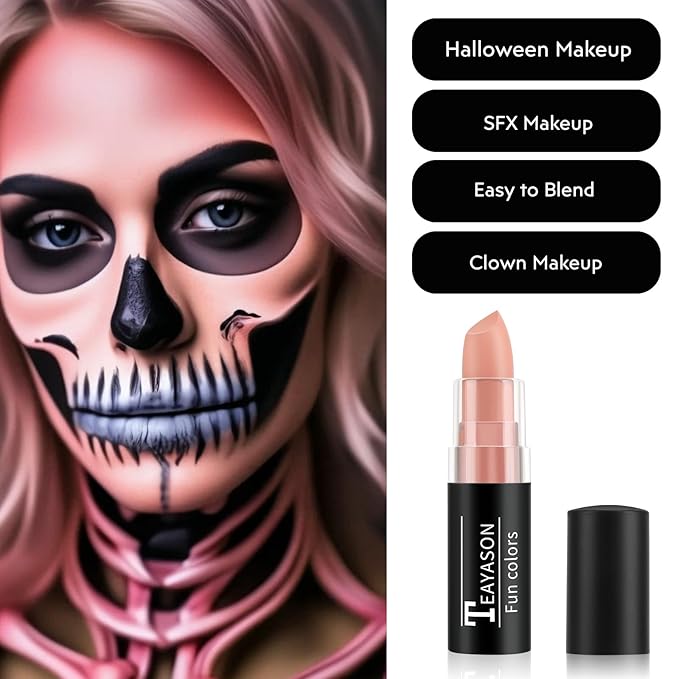 Naked Orange Face Body Paint Stick, Matte Lipstick Eye Black Stick Face-Paint Make Up, Long Lasting Waterproof Orange Makeup for Halloween Pumpkin Tige Costume Cosplay Makeup