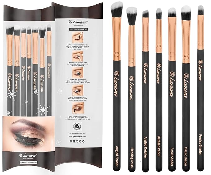 Eye Makeup Brushes Eyeshadow Brush Set - 7pcs Soft Synthetic Eyeshadow Blending Brush Kit - For Blending Eyeshadow, Eyeliner, Crease, Eyebrow - Long Lasting, Apply Better, Flawless Look Makeup