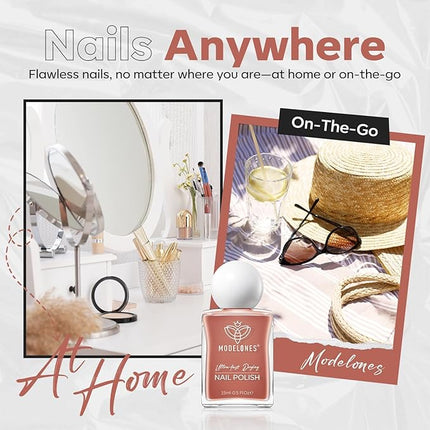 modelones Nude Brown Nail Polish, 15 ml Quick Dry Neutral Nail Lacquer Strengthener Long Last Shine Fingernail Toe Nail Art DIY Home Travel Manicure Gift for Women Girls 0.5 Fl Oz