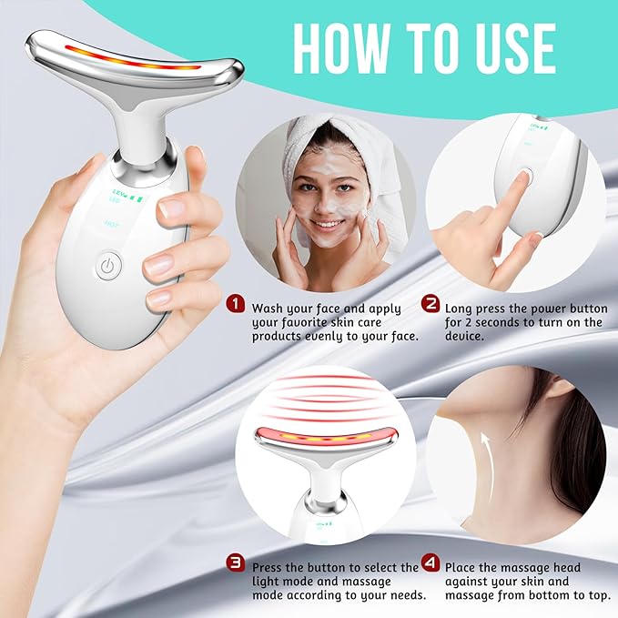 7 in 1 Face Massager Tool, Red Light Therapy for Face and Neck, Red Light Therapy Wand, Face Neck Sculpting Tool for Skin Care