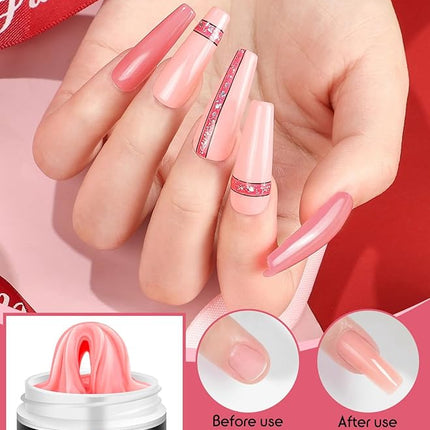EBANKU Solid Builder Gel for Nails- 6 Colors Hard Gel for Nails Kit White Pink Solid Sculpture Gel Non-Sticky Modeling Gel Nail Extension with 3D Silicone Mold for Mother Day's Carving