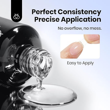 Beetles 15ml HEMA-Free Nail Glue Gel - TPO Free Super Strong Extension Glue for Nail Tips Clear Acrylic Nails, Clear Press On Nails, Gentle, Large Capacity, Salon Art DIY Home Need U V Light Cured