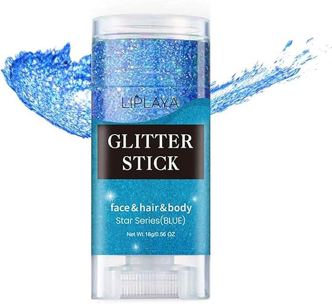 Blue Body Glitter Stick, Blue Accessories for Party Singer Concerts Music Festival Rave Makeup.