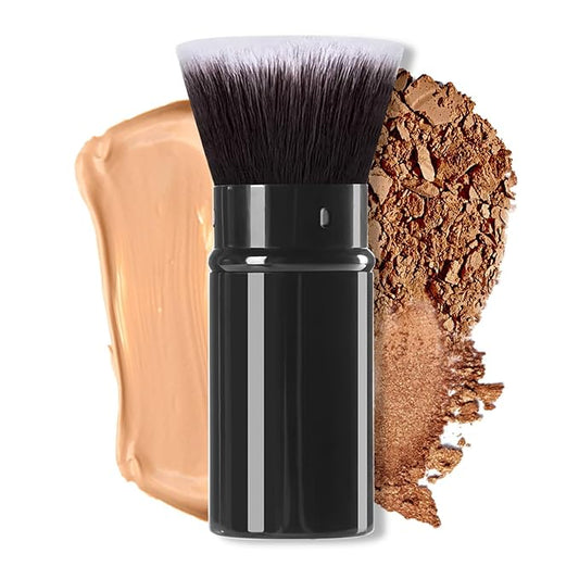 Makeup Brush, Retractable Travel Kabuki Powder Foundation Makeup Brush Face Blush Brushes for Blending Liquid, Flawless Cosmetics, Bronzer, Buffing, Sunscreen,