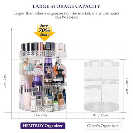 360 Degree Rotating Makeup Organizer, Extra Large Capacity Perfume Organizer, Removable DIY 7 Layers Make up Organizer for vanity, Cosmetic Display Case Organizador De Maquillaje (Clear)