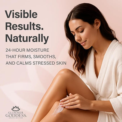 GLIMMER GODDESS Organic Whipped Body Butter for Women - Moisturizer Cream with Shea & Cocoa Butter, Almonds & Coconut Oil - Lemon Verbena, 8oz