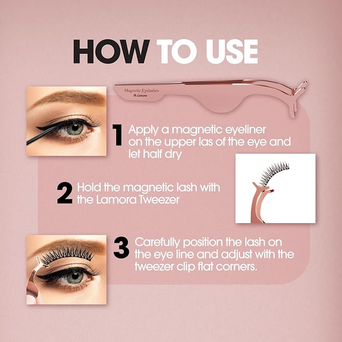 Lamora DIY Eyelash Extension Applicator Tool for Secure and Accurate Lash Placement and Easy Removal - Lightweight False Eyelash Tweezer Works with Clusters, Strip, Individual, and Magnetic Lashes