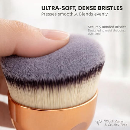 Angled Kabuki Brush – High-Density Face & Body Blending Makeup Brush for Liquid Foundation, Bronzing Lotion, Concealer, Powder, Cream, Contouring, Buffing & Streak-Free Self Tanner Applicator