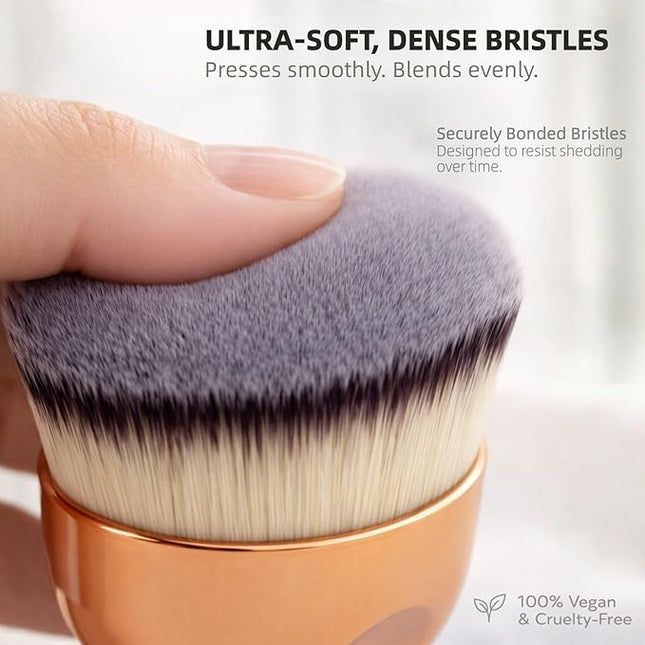 Angled Kabuki Brush – High-Density Face & Body Blending Makeup Brush for Liquid Foundation, Bronzing Lotion, Concealer, Powder, Cream, Contouring, Buffing & Streak-Free Self Tanner Applicator