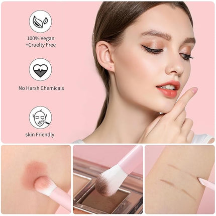 MSQ Make Up Brushes 8Pcs Powder Brushes Synthetic Hair Makeup Brush Set for Blending Stippling Eyeshadow Eyeliner Concealer Nose Shadow, Peach