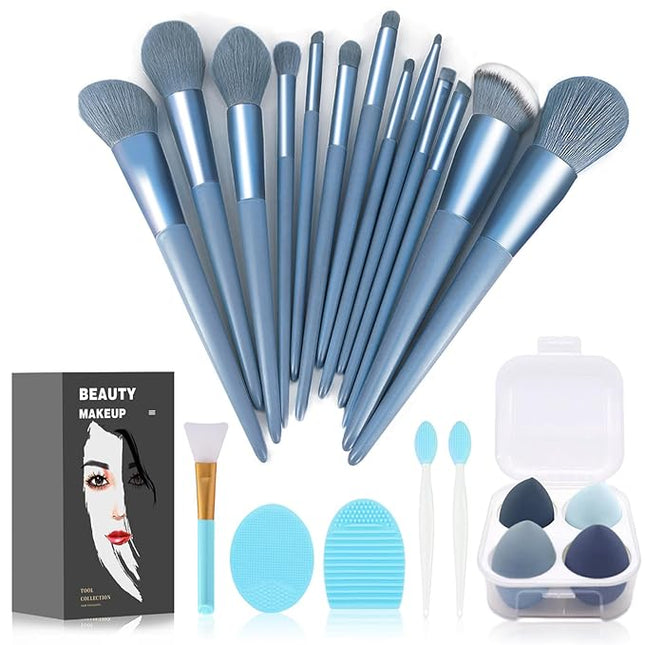 Makeup Brushes 22 Pcs Makeup Kit,Foundation Brush Eyeshadow Brush Make up Brushes Set (Blue, 22 Piece Set Large)