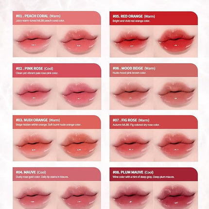 Heart Percent Dote On Mood Pure Glow Tint, Watery & Lightweight Moisturizing Lip Stain Long Lasting Liquid Lipstick 6.8g, #02. Pink Rose