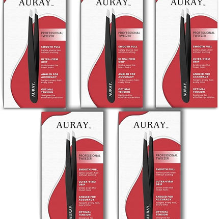 Eyebrow Tweezers Women Facial Hair, Stainless Steel Facial Hair Removal Precision Tweezer for Men & Women in Black, Slanted Tip Eyebrow Plucker for Easy Plucking, Professional Tweezers by AURAY (5)