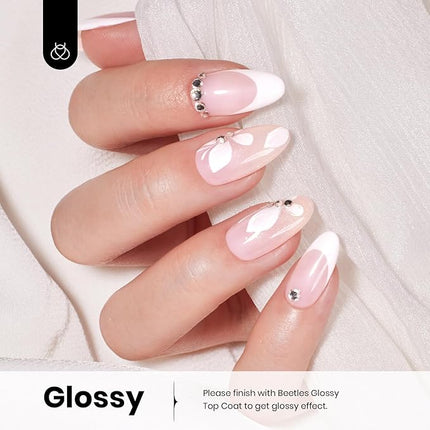 Beetles White Gel Nail Polish Color Gel Polish Soak Off UV LED Nail Lamp Home Salon DIY Design Art Manicure Gifts for Women 1Pcs 0.51Oz Colorful Bottle Pure Elegance