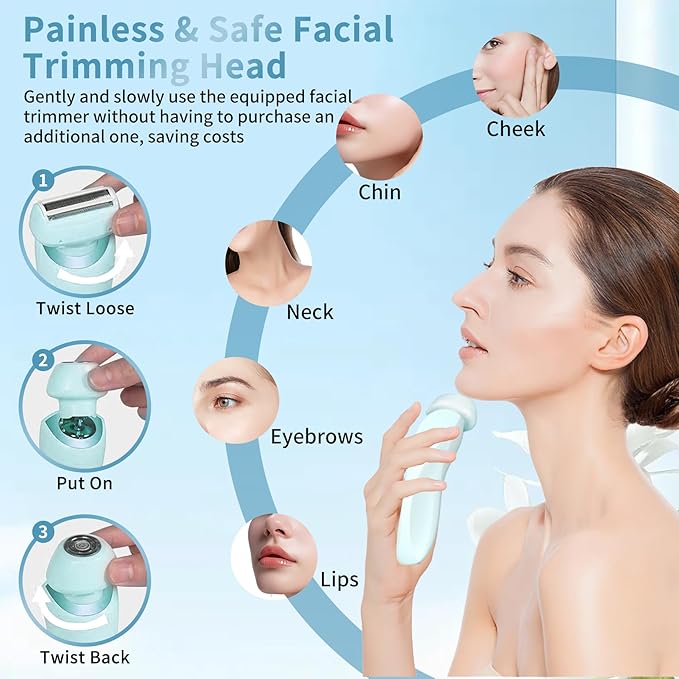 Livora Electric Shaver for Women, Bikini Trimmer for Women, Silk Glide Pro Shaver, 2 in 1 Electric Razors for Women, Waterproof Painless Wet & Dry, Removable Head for Bikini, Legs, Body