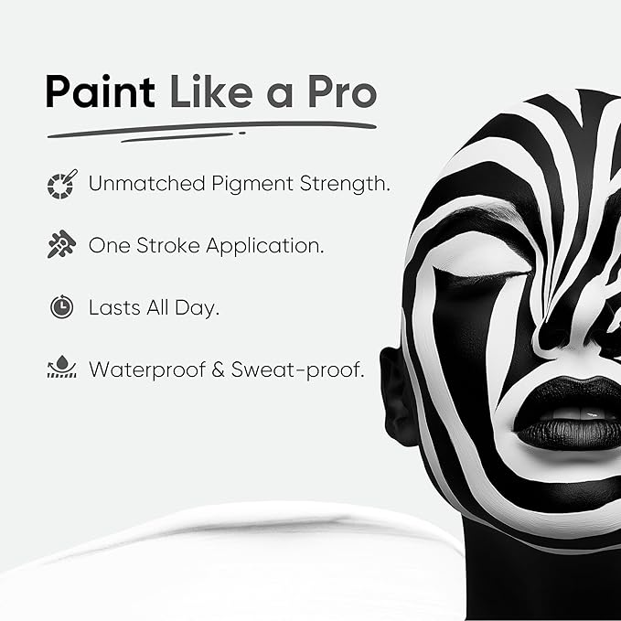 Blue Squid PRO White Face Paint Stick - Waterproof Body Paint for Adults & Kids Eye Black Baseball, Softball - Vegan Hypoallergenic Twist-Up Non-Toxic Makeup Stick for Cosplay, Sports & SFX