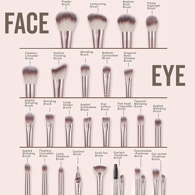 40Pcs Brown Makeup Brushes Set Professional Makeup Kit Multi-functional Makeup Tool Set with Case Facial Makeup Accessories, Foundation Makeup Brush Kit Eye and Face Make up Brushes & Tools